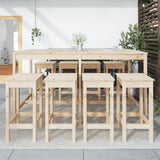9 Piece Garden Bar Set Solid Wood Pine - Side View