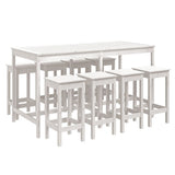 9 Piece Garden Bar Set White Solid Wood Pine - Front View
