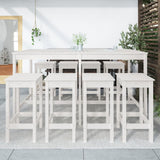 9 Piece Garden Bar Set White Solid Wood Pine - Side View
