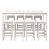 9 Piece Garden Bar Set White Solid Wood Pine - Top-Down View