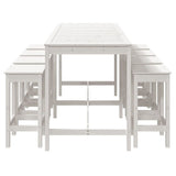 9 Piece Garden Bar Set White Solid Wood Pine - 45-Degree Angle
