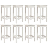 9 Piece Garden Bar Set White Solid Wood Pine - Rear View