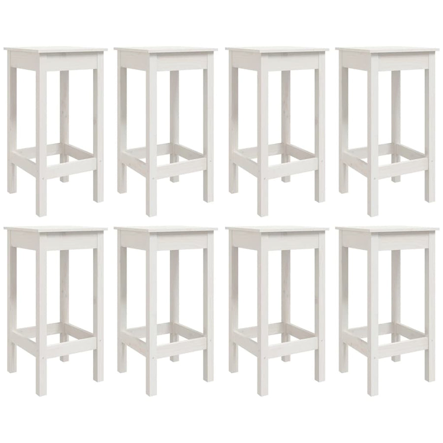 9 Piece Garden Bar Set White Solid Wood Pine