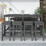 9 Piece Garden Bar Set Grey Solid Wood Pine