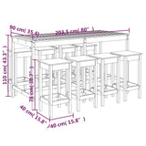 9 Piece Garden Bar Set Grey Solid Wood Pine