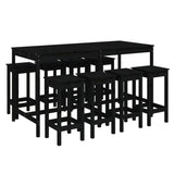 9 Piece Garden Bar Set Black Solid Wood Pine - Front View