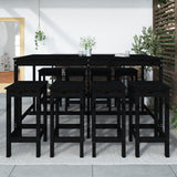 9 Piece Garden Bar Set Black Solid Wood Pine - Side View