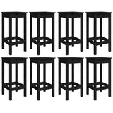 9 Piece Garden Bar Set Black Solid Wood Pine - Rear View