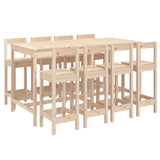 9 Piece Garden Bar Set Solid Wood Pine