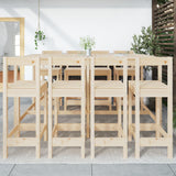 9 Piece Garden Bar Set Solid Wood Pine - Side View