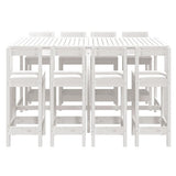 9 Piece Garden Bar Set White Solid Wood Pine