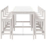 9 Piece Garden Bar Set White Solid Wood Pine - 45-Degree Angle