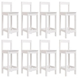 9 Piece Garden Bar Set White Solid Wood Pine