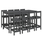 9 Piece Garden Bar Set Grey Solid Wood Pine