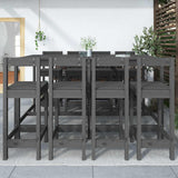 9 Piece Garden Bar Set Grey Solid Wood Pine - Side View