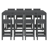 9 Piece Garden Bar Set Grey Solid Wood Pine