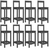 9 Piece Garden Bar Set Grey Solid Wood Pine - Rear View