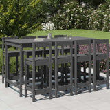 9 Piece Garden Bar Set Grey Solid Wood Pine
