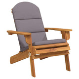 Adirondack Garden Chair with Cushions Solid Wood Acacia - Front View