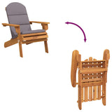 Adirondack Garden Chair with Cushions Solid Wood Acacia - Close-Up Angle