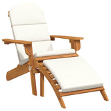 Adirondack Garden Chair with Footrest Solid Wood Acacia - Front View