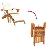 Adirondack Garden Chair with Footrest Solid Wood Acacia - Close-Up Angle