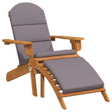 Adirondack Garden Chair with Footrest Solid Wood Acacia - Front View