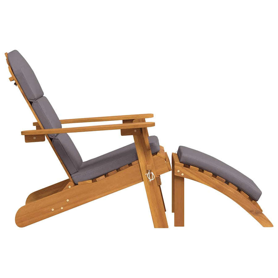 Adirondack Garden Chair with Footrest Solid Wood Acacia