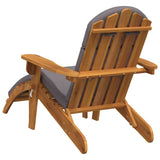 Adirondack Garden Chair with Footrest Solid Wood Acacia - Rear View