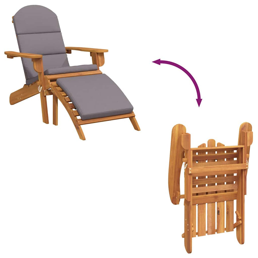 Adirondack Garden Chair with Footrest Solid Wood Acacia