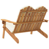 Adirondack Garden Bench with Cushions 126 cm Solid Wood Acacia - 45-Degree Angle