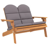 Adirondack Garden Bench with Cushions 126 cm Solid Wood Acacia - Front View