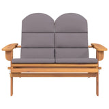 Adirondack Garden Bench with Cushions 126 cm Solid Wood Acacia - Side View