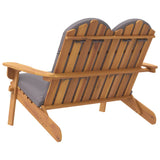Adirondack Garden Bench with Cushions 126 cm Solid Wood Acacia - 45-Degree Angle