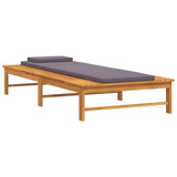 Sun Lounger with Dark Grey Cushion and Pillow Solid Wood Acacia - Top-Down View