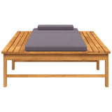 Sun Lounger with Dark Grey Cushion and Pillow Solid Wood Acacia - 45-Degree Angle