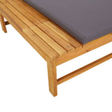 Sun Lounger with Dark Grey Cushion and Pillow Solid Wood Acacia - Low Angle