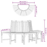 Half Round Tree Bench Ø208 cm Solid Wood Eucalyptus - 45-Degree Angle