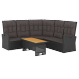 2 Piece Garden Lounge Set with Cushions Black Poly Rattan - Side View