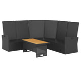 2 Piece Garden Lounge Set with Cushions Black Poly Rattan - Top-Down View