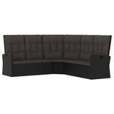 2 Piece Garden Lounge Set with Cushions Black Poly Rattan