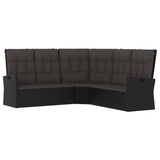 2 Piece Garden Lounge Set with Cushions Black Poly Rattan - 45-Degree Angle