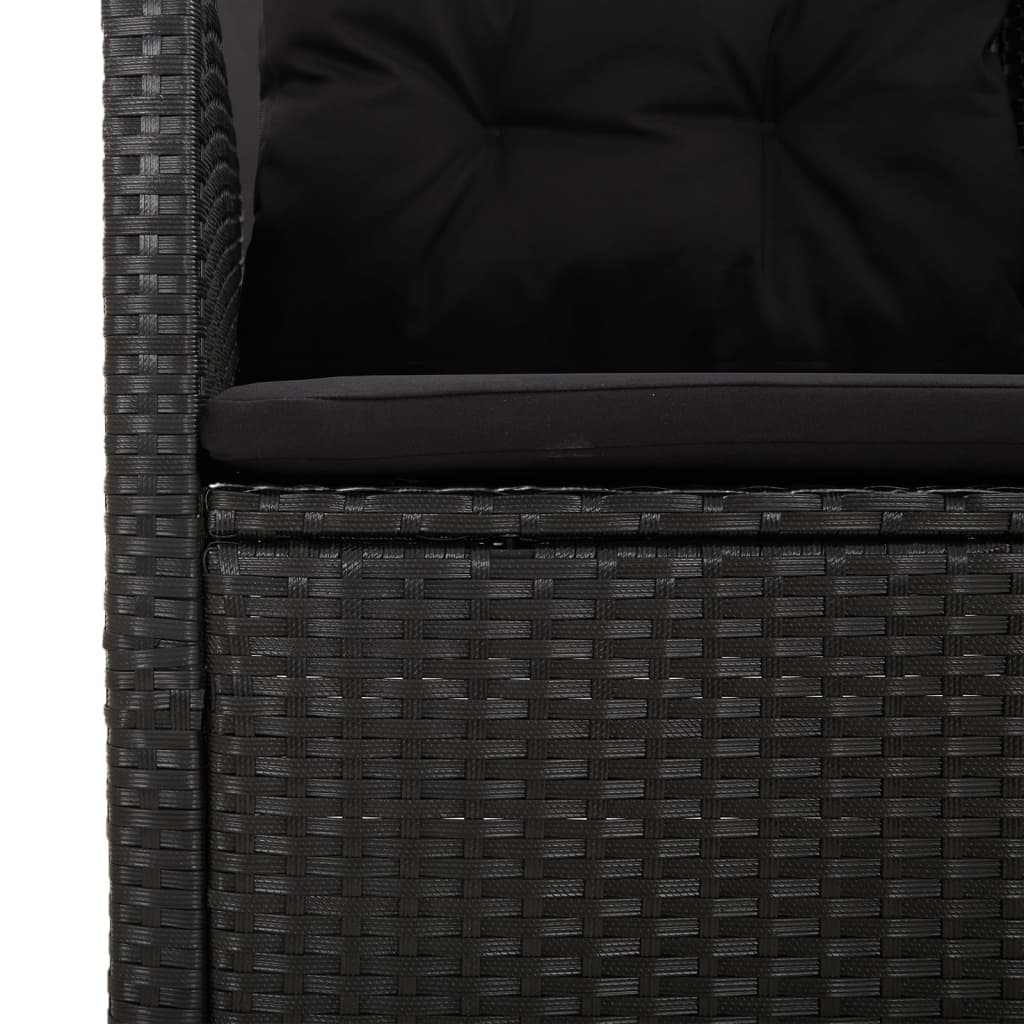 2 Piece Garden Lounge Set with Cushions Black Poly Rattan