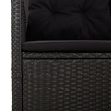 2 Piece Garden Lounge Set with Cushions Black Poly Rattan - Close-Up Angle