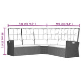 2 Piece Garden Lounge Set with Cushions Black Poly Rattan