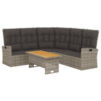 2 Piece Garden Lounge Set with Cushions Grey Poly Rattan
