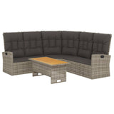 2 Piece Garden Lounge Set with Cushions Grey Poly Rattan - Side View