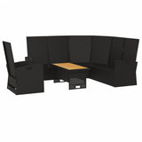 3 Piece Garden Lounge Set with Cushions Black Poly Rattan - Top-Down View