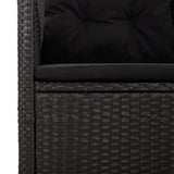 3 Piece Garden Lounge Set with Cushions Black Poly Rattan - Extra Image