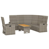 3 Piece Garden Lounge Set with Cushions Grey Poly Rattan - Top-Down View